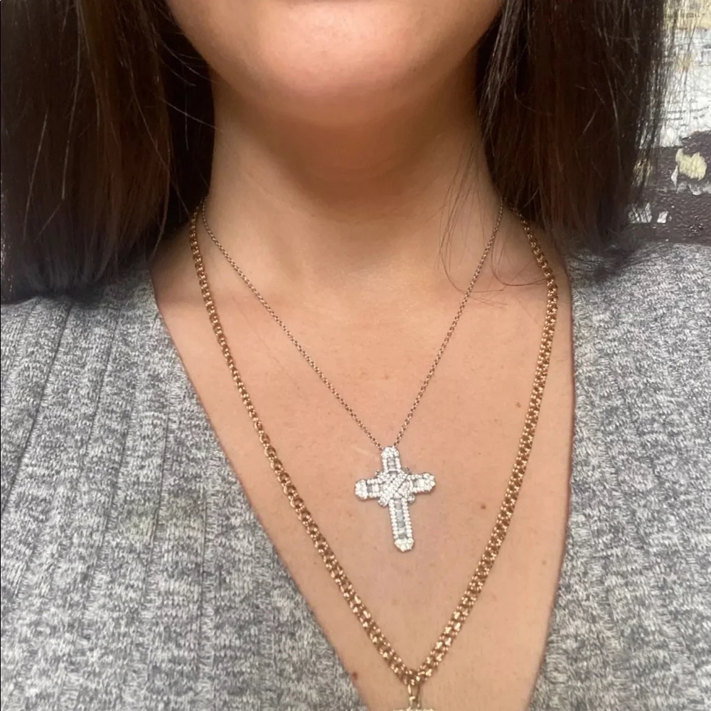 New Women Men Cross Diamond Necklace - Picture 6 of 7